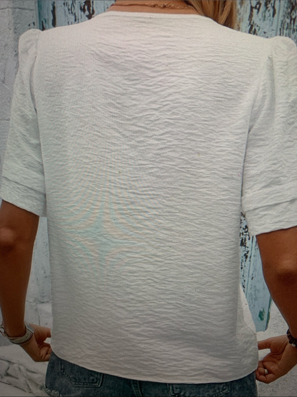 Women's White Embroidered V-Neck Top - Picture 2 of 5